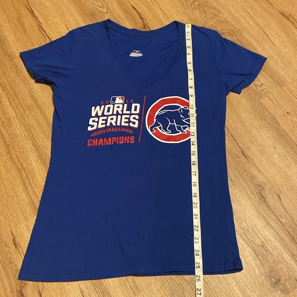 2016‎ World Series Champions Chicago Cubs V-neck T Shirt.MLB Baseball. - Picture 4 of 6